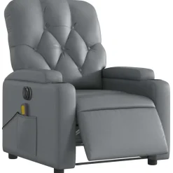 vidaXL Massagestoel verstelbaar elektrisch kunstleer grijs