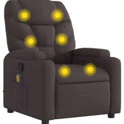 vidaXL Massagestoel verstelbaar stof donkerbruin