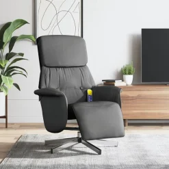 vidaXL Massagestoel verstelbaar met voetensteun stof donkergrijs