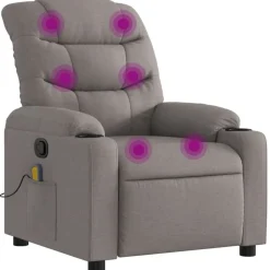 vidaXL Massagestoel verstelbaar stof taupe