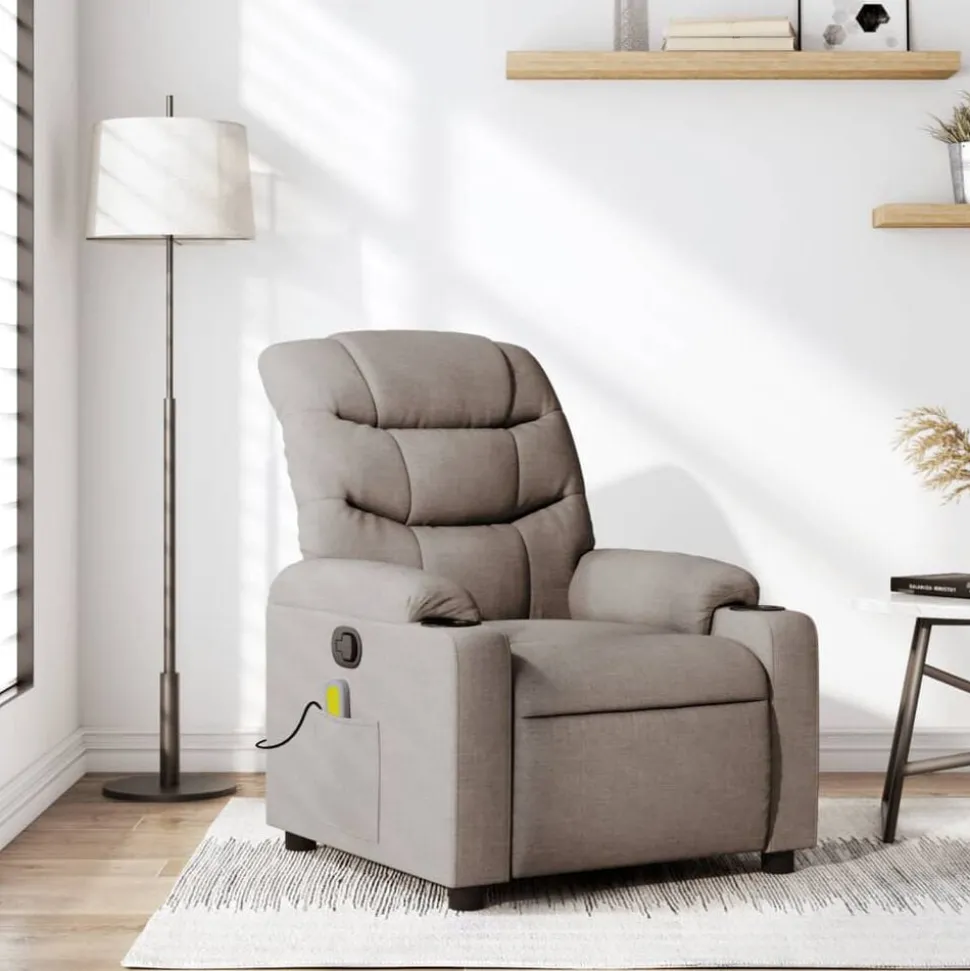 vidaXL Massagestoel verstelbaar stof taupe