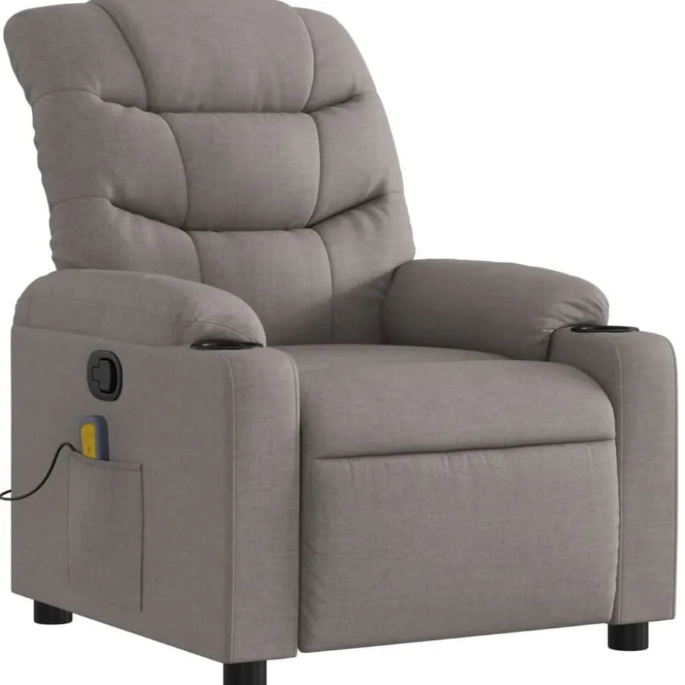vidaXL Massagestoel verstelbaar stof taupe