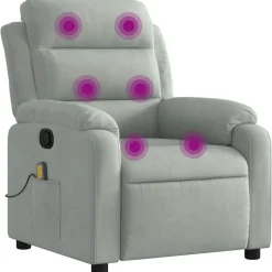 vidaXL Massagestoel verstelbaar fluweel lichtgrijs