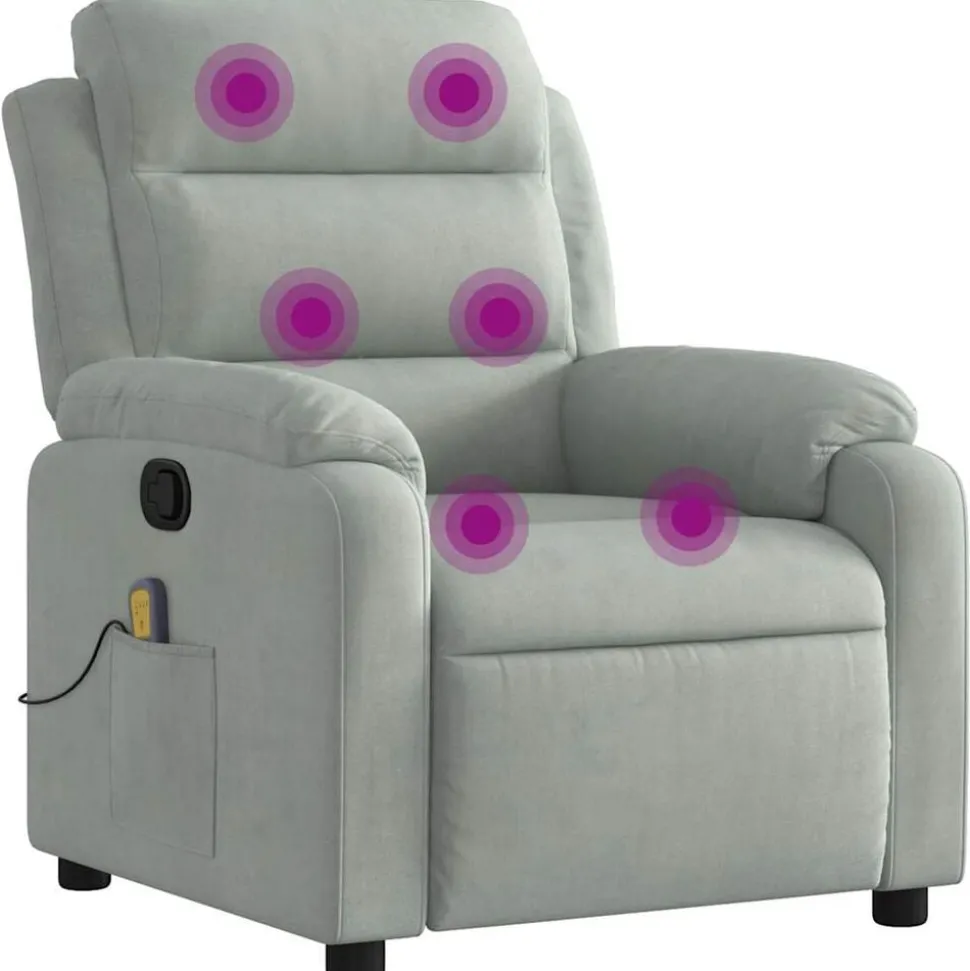 vidaXL Massagestoel verstelbaar fluweel lichtgrijs