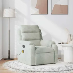 vidaXL Massagestoel verstelbaar fluweel lichtgrijs