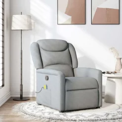 vidaXL Massagestoel verstelbaar stof lichtgrijs