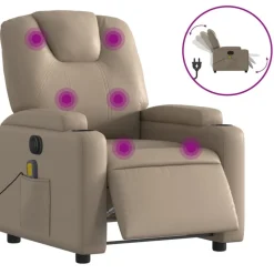 vidaXL Massagestoel verstelbaar elektrisch kunstleer cappuccinokleurig