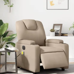vidaXL Massagestoel verstelbaar elektrisch kunstleer cappuccinokleurig