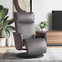vidaXL Massagestoel verstelbaar met voetensteun kunstleer grijs