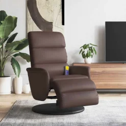 vidaXL Massagestoel verstelbaar met voetensteun kunstleer bruin