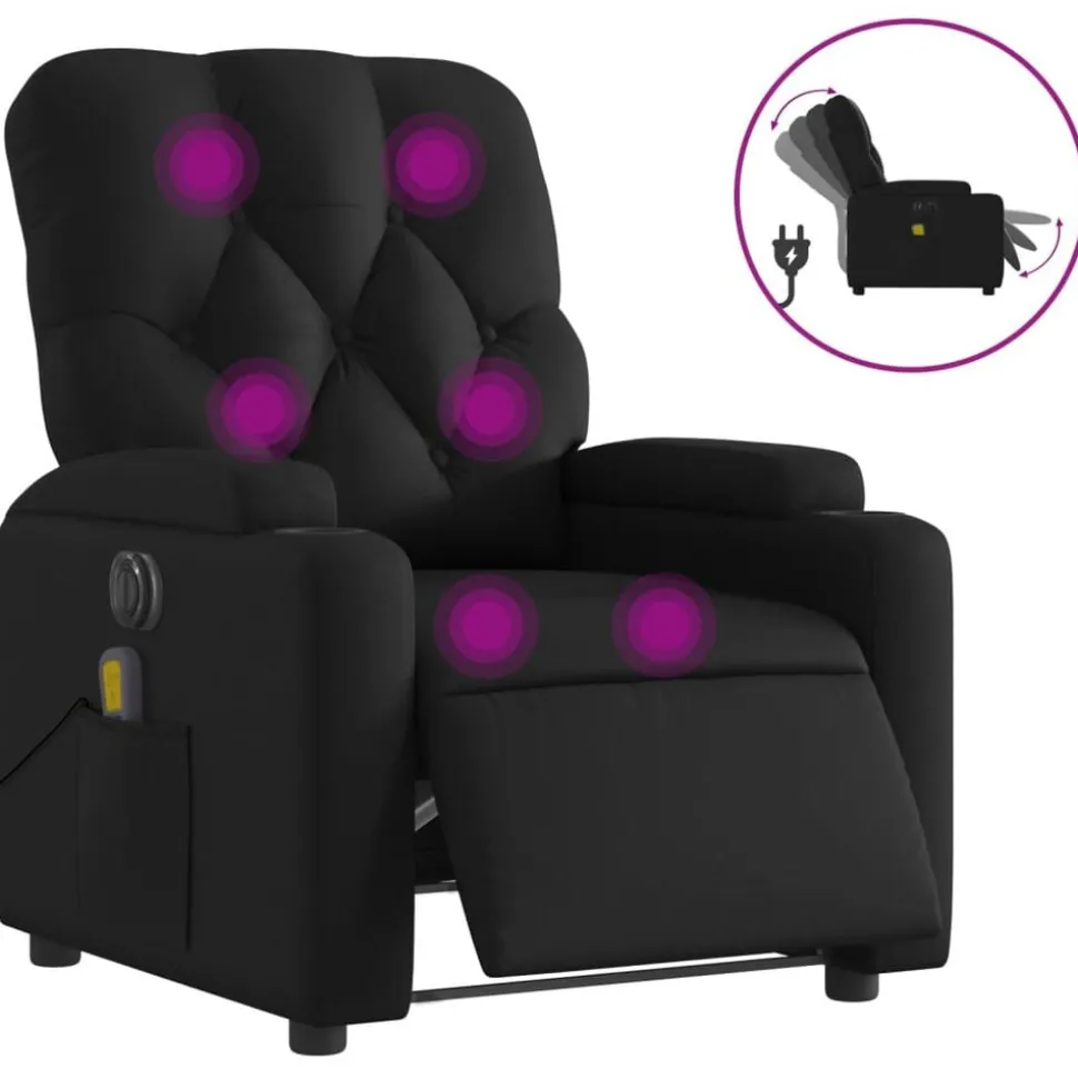 vidaXL Massagestoel verstelbaar elektrisch kunstleer zwart