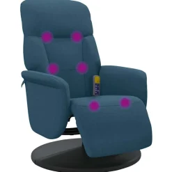 vidaXL Massagestoel verstelbaar met voetensteun fluweel blauw