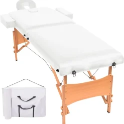 vidaXL Massagetafel 10 cm dik 2 zones inklapbaar wit