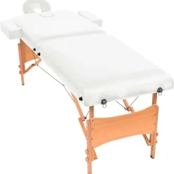 vidaXL Massagetafel 10 cm dik 2 zones inklapbaar wit