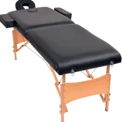 vidaXL Massagetafel- en krukset inklapbaar 2 zones 10 cm dik zwart