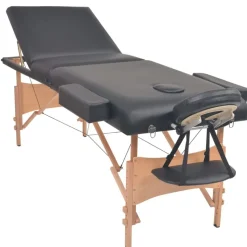 vidaXL Massagetafel- en krukset inklapbaar 3 zones 10 cm dik wit