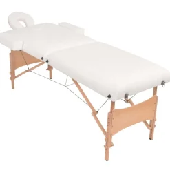 vidaXL Massagetafel- en krukset inklapbaar 2 zones 10 cm dik wit