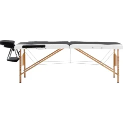 vidaXL Massagetafel inklapbaar 2 zones hout zwart en wit