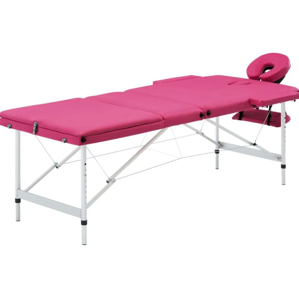 vidaXL Massagetafel inklapbaar 3 zones aluminum roze