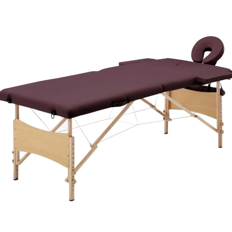 vidaXL Massagetafel inklapbaar 2 zones hout wijnpaars