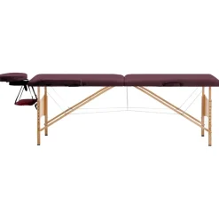 vidaXL Massagetafel inklapbaar 2 zones hout wijnpaars