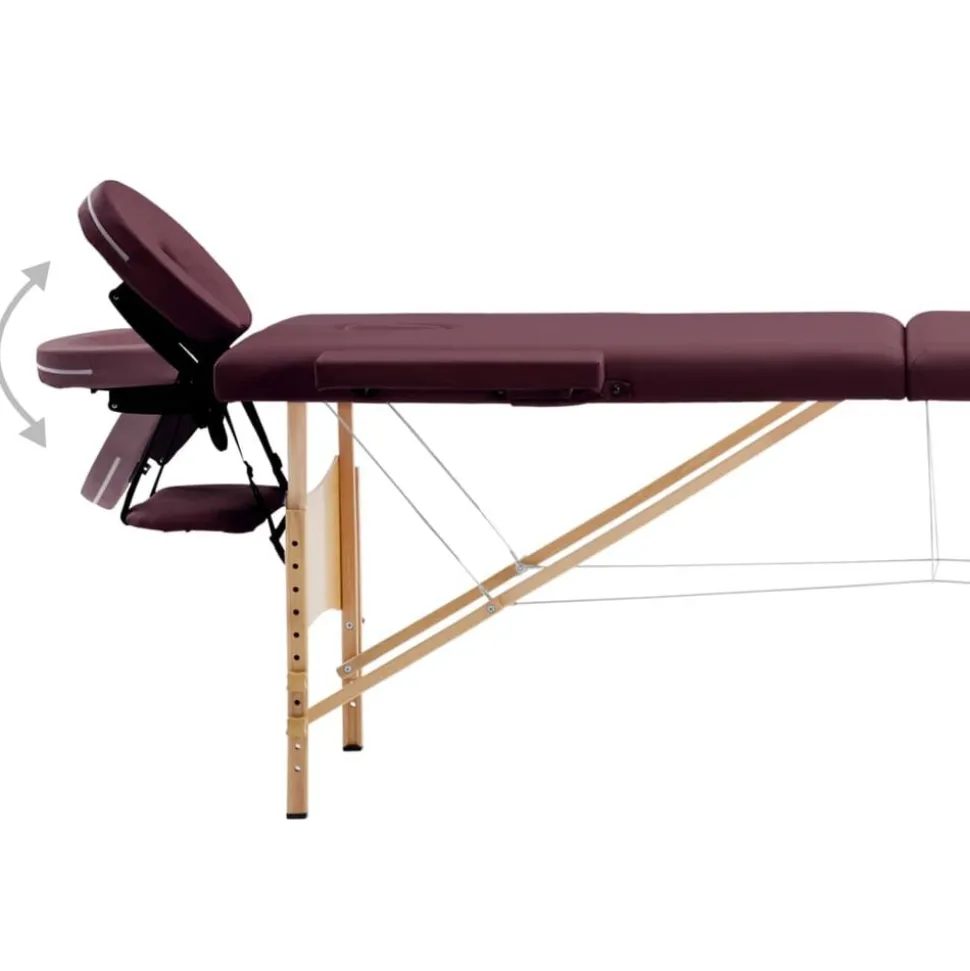 vidaXL Massagetafel inklapbaar 2 zones hout wijnpaars