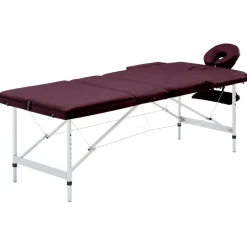 vidaXL Massagetafel inklapbaar 3 zones aluminum wijnpaars