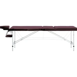 vidaXL Massagetafel inklapbaar 3 zones aluminum wijnpaars