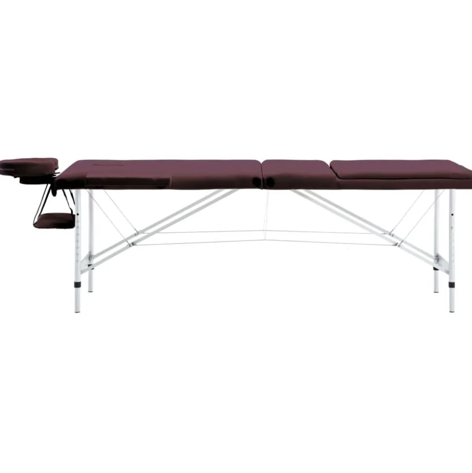 vidaXL Massagetafel inklapbaar 3 zones aluminum wijnpaars