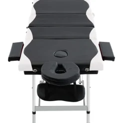 vidaXL Massagetafel inklapbaar 4 zones aluminium zwart en wit