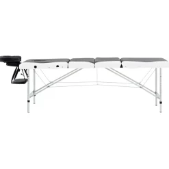 vidaXL Massagetafel inklapbaar 4 zones aluminium zwart en wit