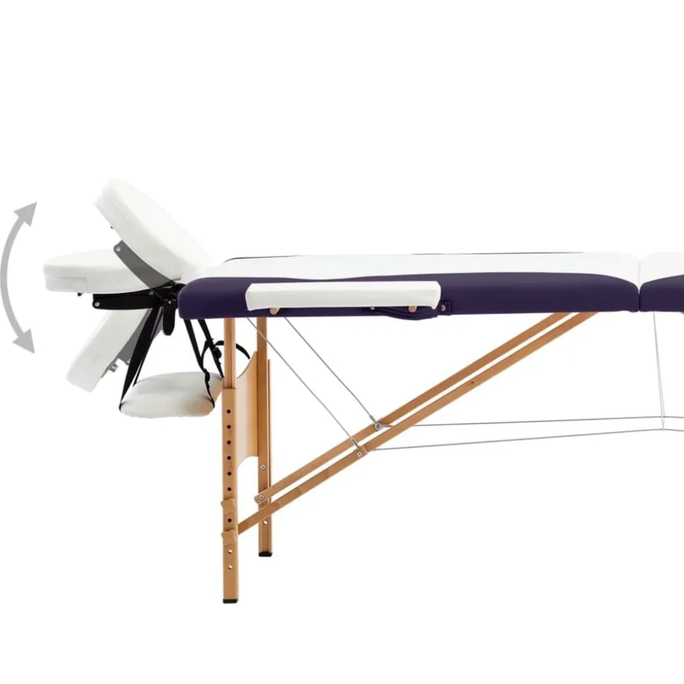 vidaXL Massagetafel inklapbaar 2 zones hout wit en paars