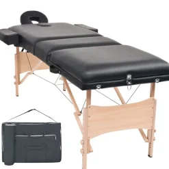 vidaXL Massagetafel inklapbaar 3 zones 10 cm dik zwart
