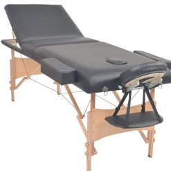 vidaXL Massagetafel inklapbaar 3 zones 10 cm dik zwart