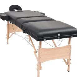 vidaXL Massagetafel inklapbaar 3 zones 10 cm dik zwart