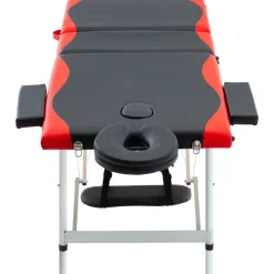 vidaXL Massagetafel inklapbaar 3 zones aluminium zwart en rood