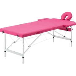 vidaXL Massagetafel inklapbaar 2 zones aluminum roze