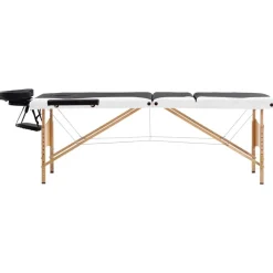 vidaXL Massagetafel inklapbaar 3 zones hout zwart en wit