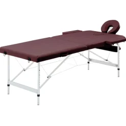 vidaXL Massagetafel inklapbaar 2 zones aluminum wijnpaars