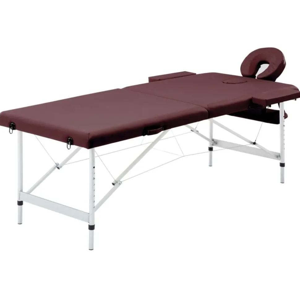 vidaXL Massagetafel inklapbaar 2 zones aluminum wijnpaars