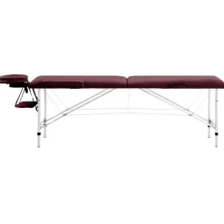 vidaXL Massagetafel inklapbaar 2 zones aluminum wijnpaars