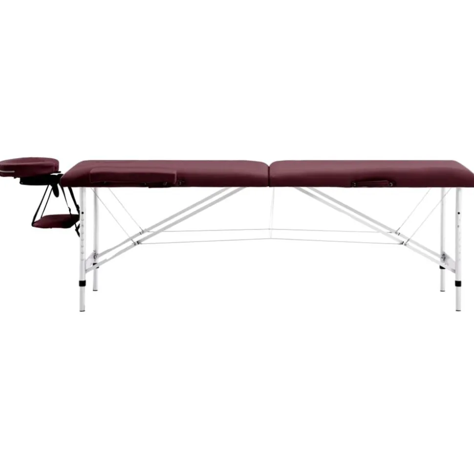 vidaXL Massagetafel inklapbaar 2 zones aluminum wijnpaars
