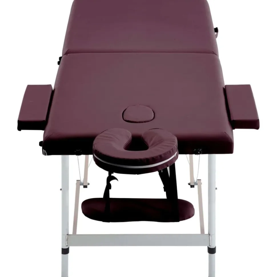 vidaXL Massagetafel inklapbaar 2 zones aluminum wijnpaars