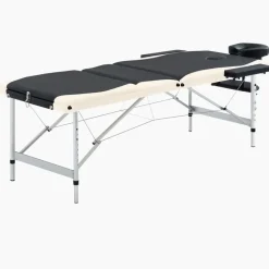 vidaXL Massagetafel inklapbaar 3 zones aluminium zwart en beige
