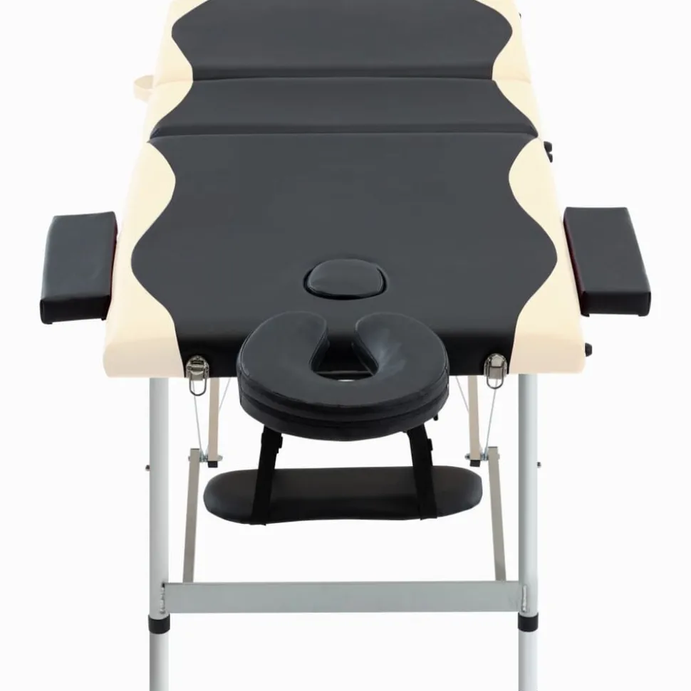 vidaXL Massagetafel inklapbaar 3 zones aluminium zwart en beige