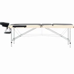 vidaXL Massagetafel inklapbaar 3 zones aluminium zwart en beige