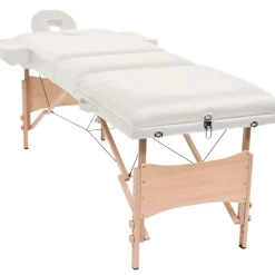 vidaXL Massagetafel inklapbaar 3 zones 10 cm dik wit