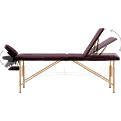 vidaXL Massagetafel inklapbaar 3 zones hout wijnpaars