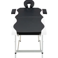 vidaXL Massagetafel inklapbaar 2 zones aluminium zwart en wit