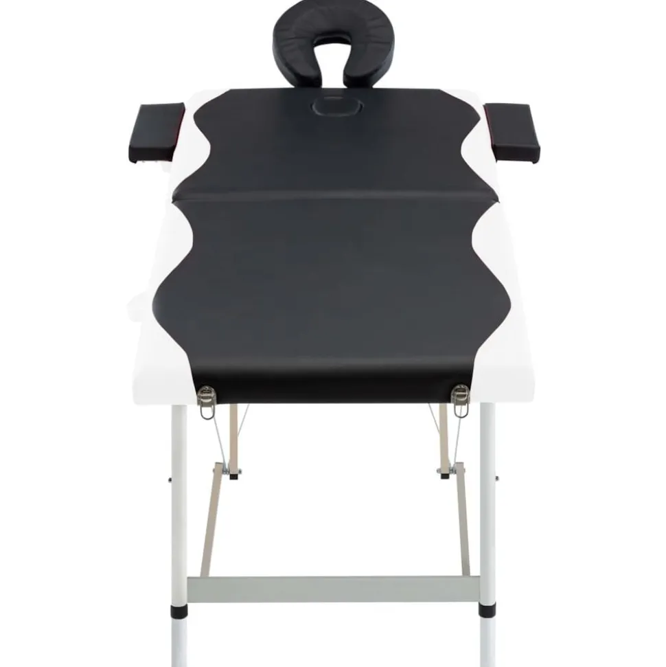 vidaXL Massagetafel inklapbaar 2 zones aluminium zwart en wit
